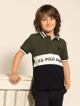 U.S. POLO ASSN. - Boys Green Colorblock Polo T-Shirt