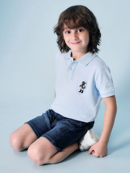U.S. POLO ASSN. - Boys Blue Solid/Plain Polo T-Shirt
