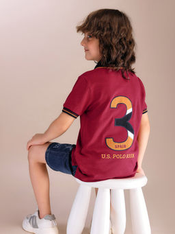 U.S. POLO ASSN. - Boys Maroon Embroidered Polo T-Shirt
