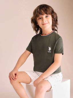 U.S. POLO ASSN. - Boys Green Solid/Plain T-Shirt