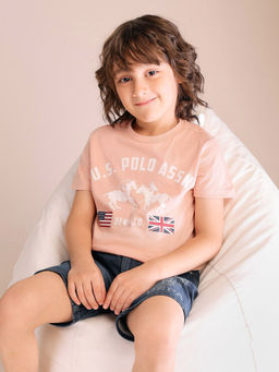 U.S. POLO ASSN. - Boys Peach Printed T-Shirt