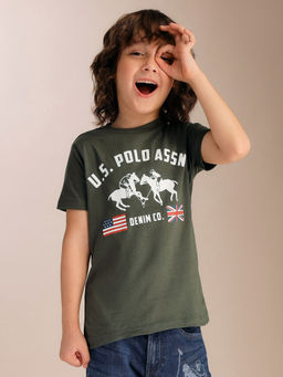 U.S. POLO ASSN. - Boys Green Printed T-Shirt
