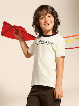 U.S. POLO ASSN. - Boys Off White Printed T-Shirt