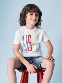 U.S. POLO ASSN. - Boys White Printed T-Shirt
