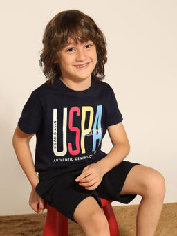 U.S. POLO ASSN. - Boys Navy Blue Printed T-Shirt