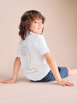 U.S. POLO ASSN. - Boys White Printed Polo T-Shirt