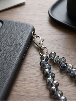 YELONA - Handmade Beaded Phone Charm| Iridescent Crystal Wristlet Strap| Grey and Blue