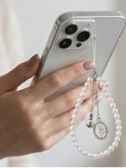 YELONA - Handmade Pearl Beaded Flower Detail Mobile Charm