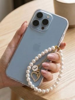 YELONA - Handmade Pearl Beaded Phone Charm Strap with Initial "J"