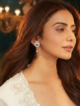 Accessher - Gold Tone Heart Shape Crystal Stud Earrings