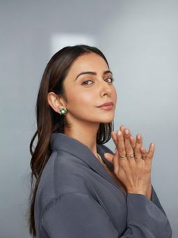 Accessher - Green Floral Crystal Stud Earrings