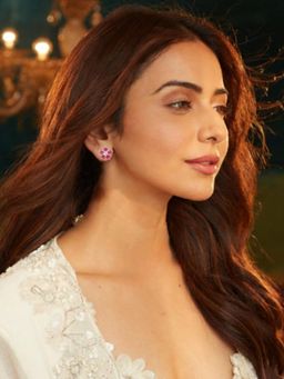 Accessher - Gold Plated Pink Floral Crystal Stud Earrings