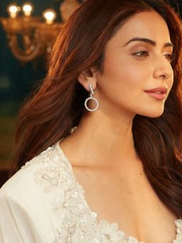 Accessher - Silver Tone Crystal Round Drop Dangle Earrings