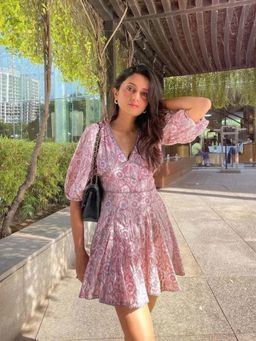 Old Marigold - Blair Pink Printed Cotton Corset Dress