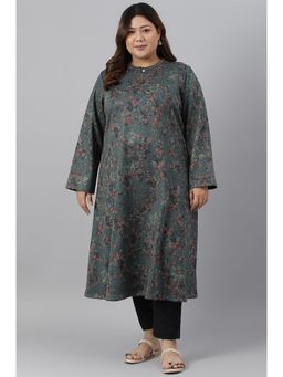 W - Blue Floral Winter Kurta