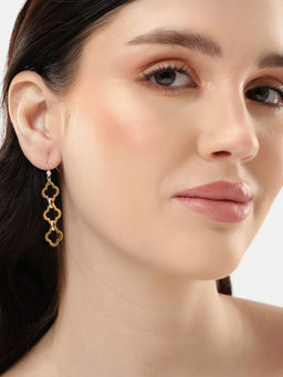 Carlton London - 18Kt Gold and Rhodium Plated Four Clover Drop Earring