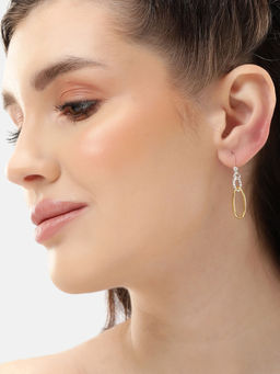 Carlton London - 18Kt Gold and Rhodium Plated Oval Drop Earring