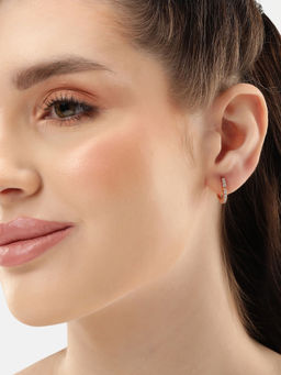 Carlton London - 18Kt Rose Gold Heart Hoop Earring