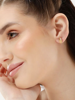 Carlton London - 18Kt Rose Gold Plated with Oval Stud Earring