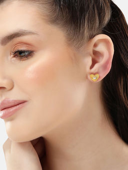 Carlton London - 18Kt Gold Plated with Heart Stud Earring