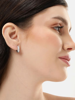 Carlton London - Rhodium Plated with Contemporary Stud Earring