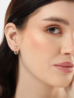 Carlton London - 18Kt Gold Plated with Moon and Star Drop Earring