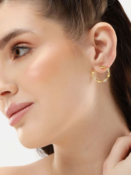 Carlton London - 18Kt Gold Plated with Moon and Star Half Hoop Earring