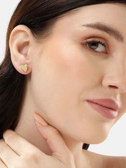 Carlton London - 18Kt Gold Plated with Heart Stud Earring