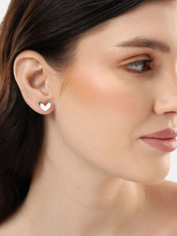 Carlton London - Rhodium Plated Heart Fancy Stud Earring