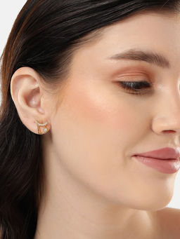 Carlton London - 18Kt Gold Plated with Love Mismatch Stud Earring