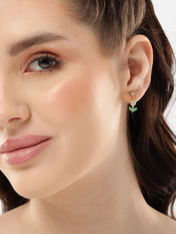Carlton London - 18Kt Gold Plated With Tulip Dangling Enamel Stud Earring