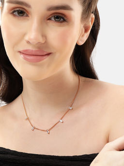 Carlton London - 18Kt Rose Gold Plated Fancy Necklace