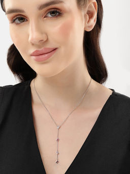 Carlton London - Rhodium Plated Lariat Necklace