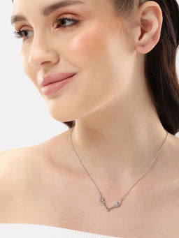 Carlton London - Rhodium Plated Antler Pendant Chain Necklace