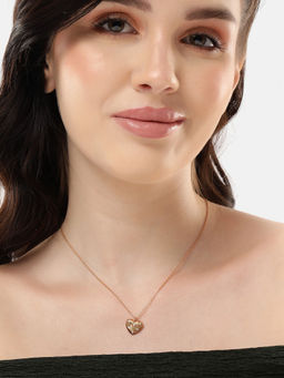 Carlton London - 18Kt Rose Gold Plated Heart Pendant And Chain