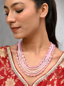 Silvermerc Designs - Triple-Strand Pink Beaded Necklace