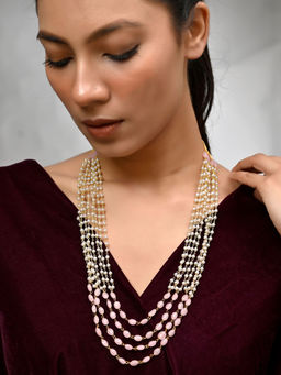 Silvermerc Designs - Multi-Strand Pearl And Pink Bead Necklace