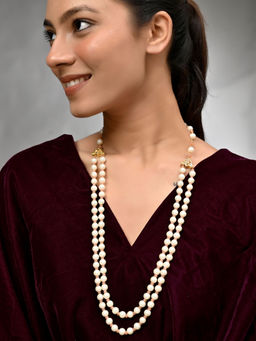 Silvermerc Designs - Double-Strand Pearl Necklace With Gold-Toned Clasps