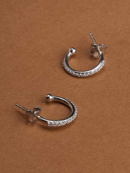 Palmonas - 925 Sterling Silver Pave Hoop Earrings