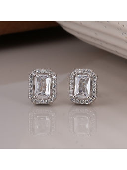 Palmonas - 925 Sterling Silver Emerald Cut Crystal Stud Earrings