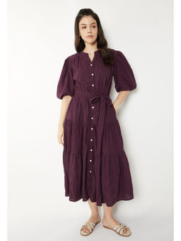 max - Women Embroidered Tiered Dress with Belt