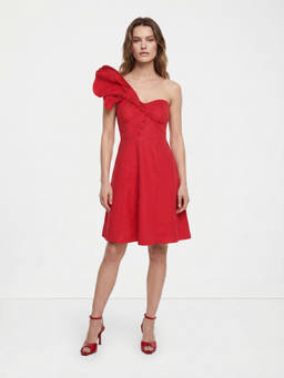 Cover Story - London Sunset Linen Red Dress