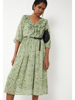 max - Women Printed Dress with Belt