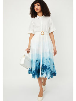 max - Women Floral Printed Shirt Dress with Belt