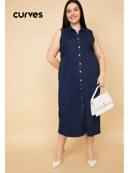 max - Women Ruched Midi Denim Dress