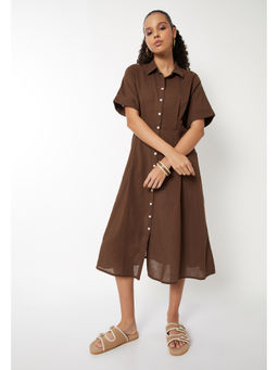 max - Women Solid Shirt Midi Dress