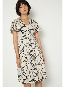 max - Women Printed Wrap Dress with Belt