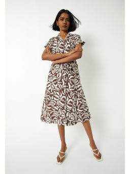 max - Women Printed Midi Dress with Belt