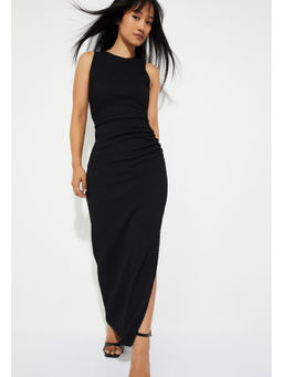 max - URB_N Women Textured Bodycon Maxi Dress - Black