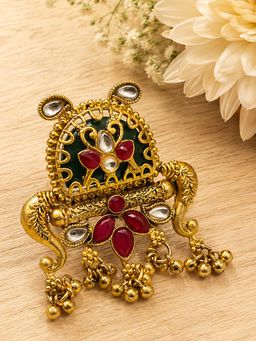 OOMPH - Gold Heritage Rajwadi Peacock Design with Ghungroo Detailing Cocktail Ring